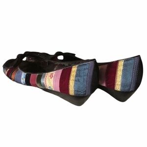 Bakers Rainbow Ribbon and Bow Boho Shoes Low Heel Open Toe Casual